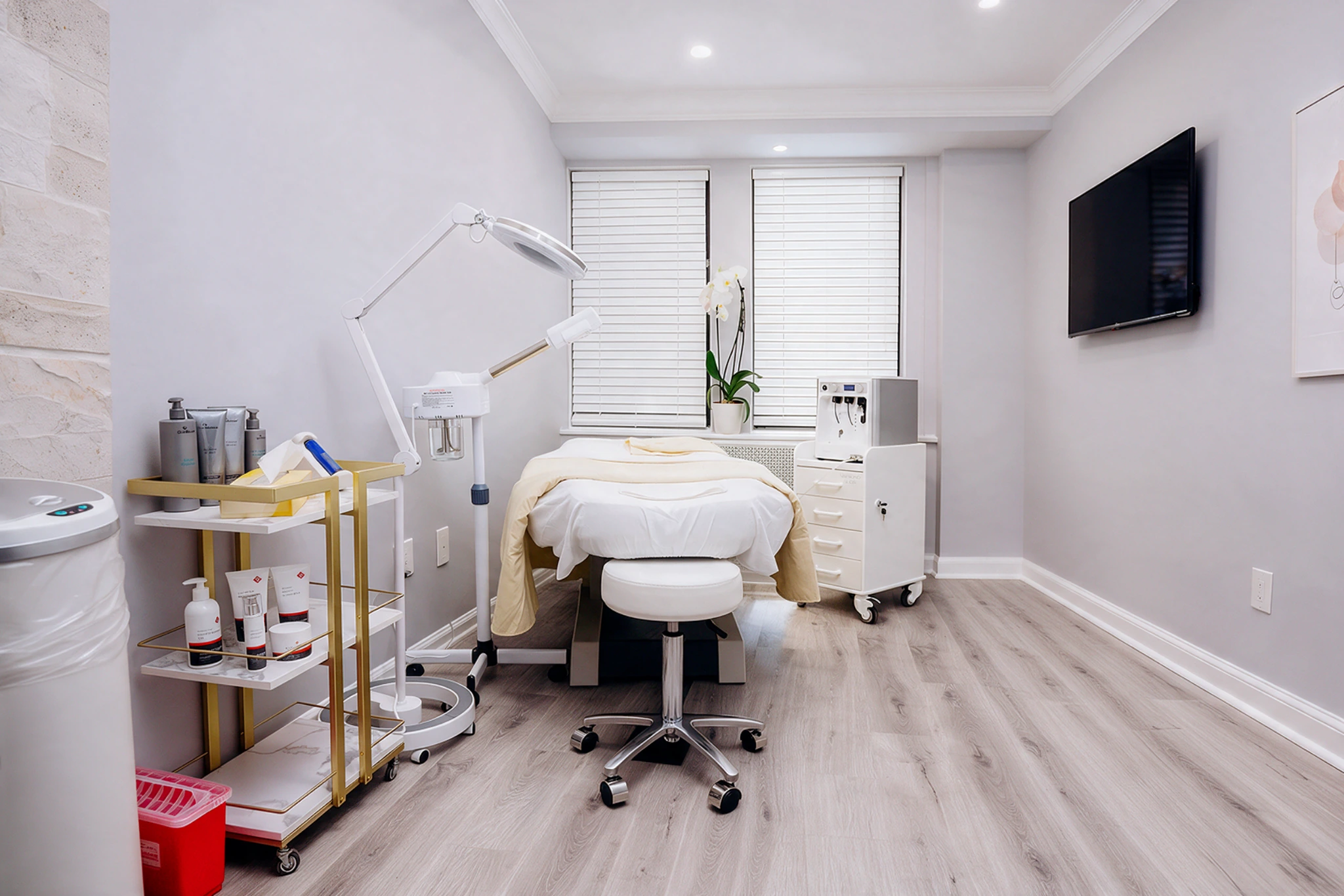 A wider view of a facial treatment room at Revival